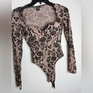 Windsor Black and Tan Floral Bodysuit